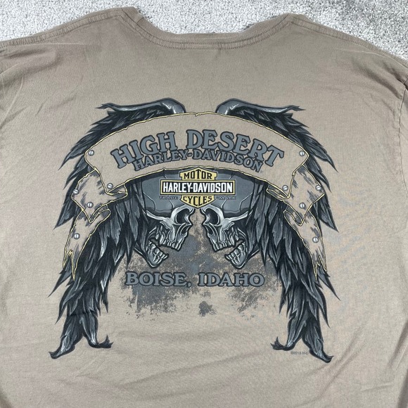 Harley-Davidson Other - Harley‎ Davidson T Shirt Mens XXL Skull Wings Biker Y2K Distressed Long Sleeve
